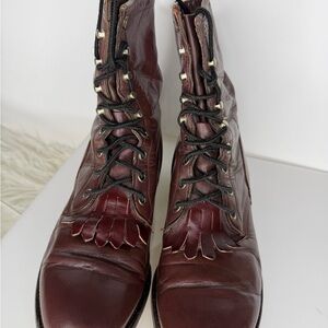 Justin Boots Dark Brown Lace-Up Leather Boots